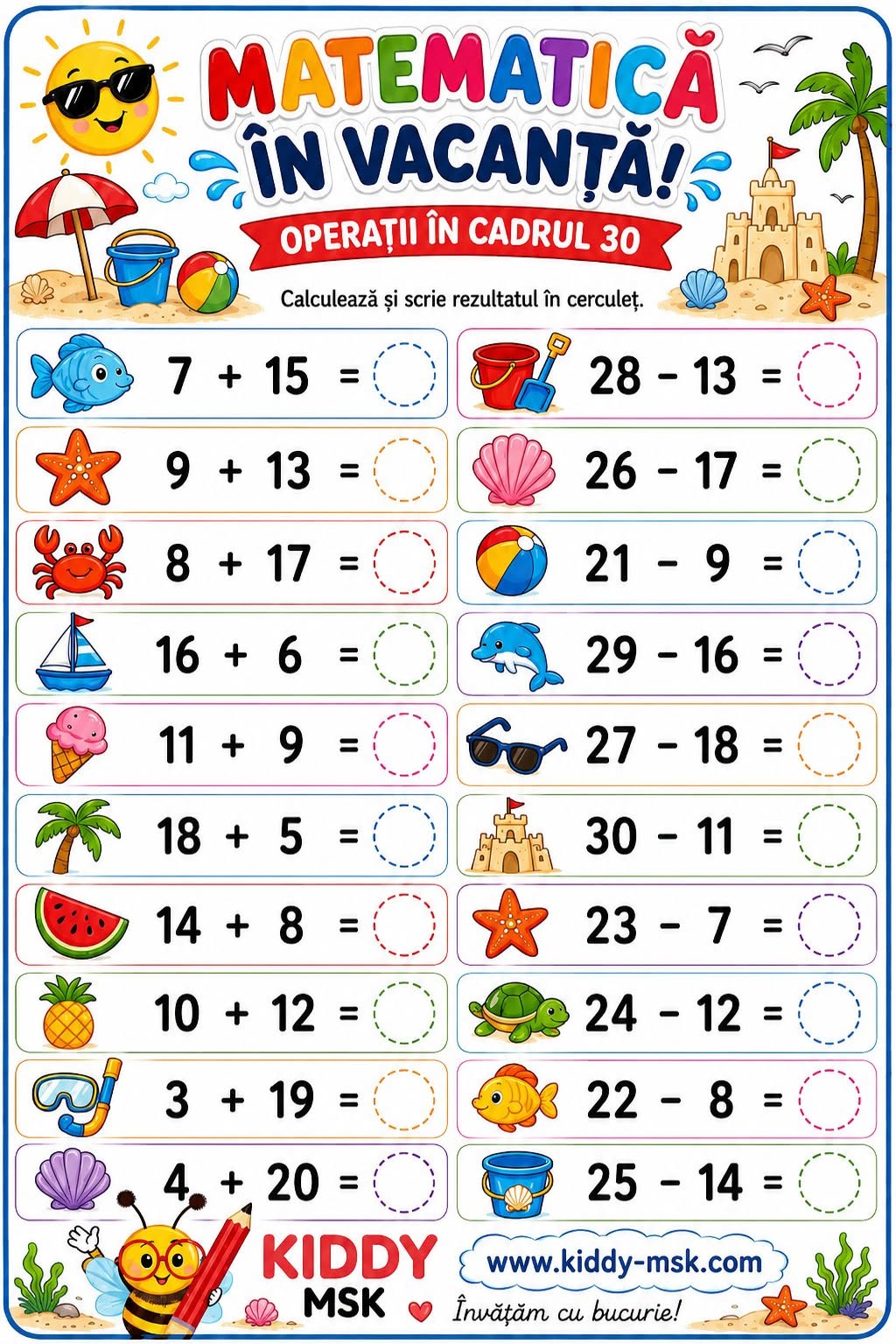 Matematică în vacanță — Cadrul 30 și 40 — prima pagină
